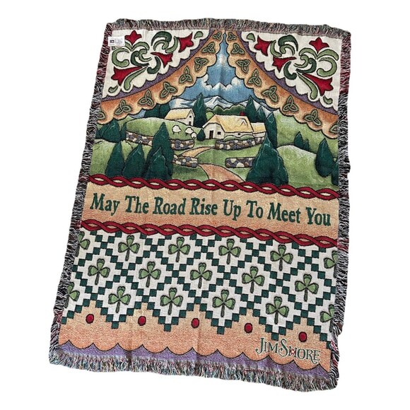 Jim Shore "May The Road Rise Up To Meet You" Throw Blanket Tapestry NWT 51x68 - Picture 3 of 7